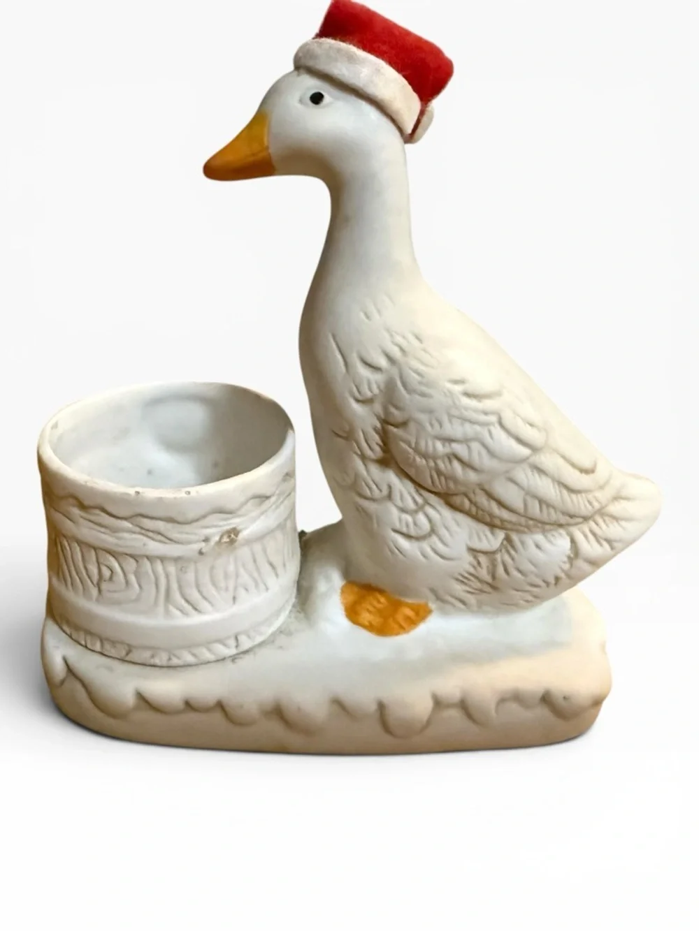 Vintage Ceramic Christmas Goose Planter (Or Toothpick/Candle Holder)